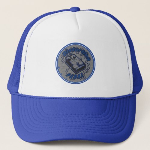 Distortion Electricity Guitar Pedal Blue Grey Logo Trucker Hat
