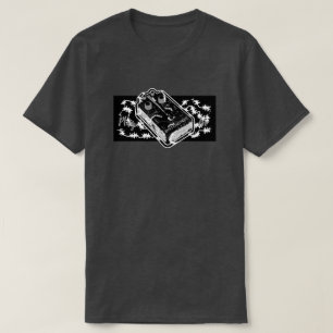 Distortion Pedal Blue Plug In - Black & White T-Shirt