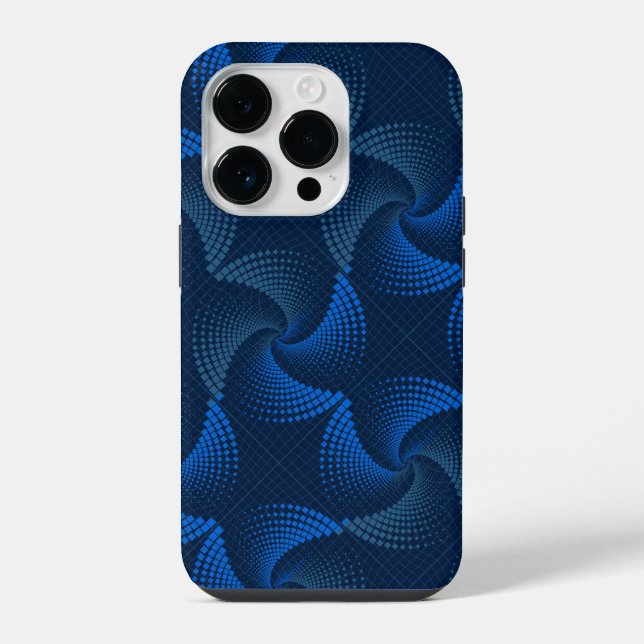 Distortion Twist pattern DBlue BG Iphone Case (Back)