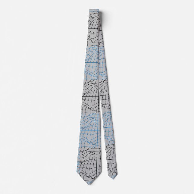 Distortion Wireframe 10 BBK.W OffWhite BG Neck Tie (Front)