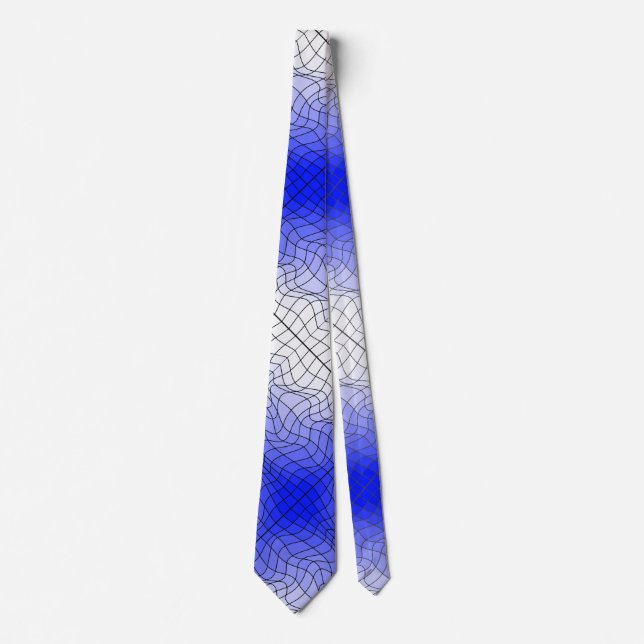 Distortion Wireframe.C01.GBluex4.Black Lines Neck Tie (Front)