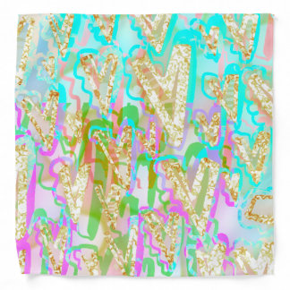 Distortions hearts aquamarine and magenta colorful bandana