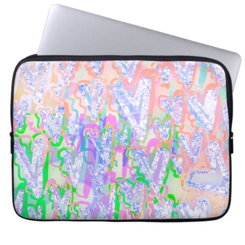 Distortions hearts purple blue colorful laptop sleeve