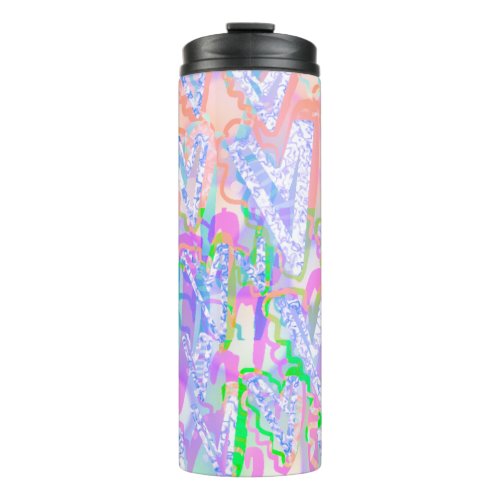 Distortions hearts purple blue colorful thermal tumbler