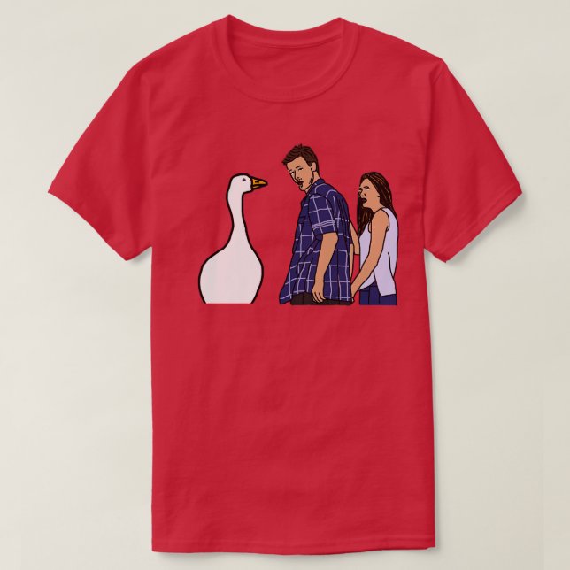 Distracted Boyfriend Meme Gaming Goose and Couple T-Shirt (Design Front)