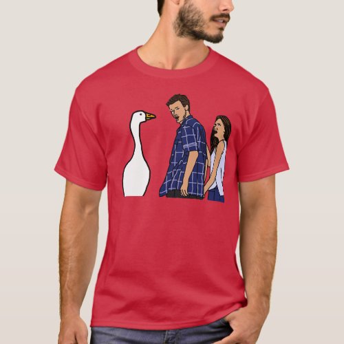 Distracted Boyfriend Meme Gaming Goose and Couple T_Shirt