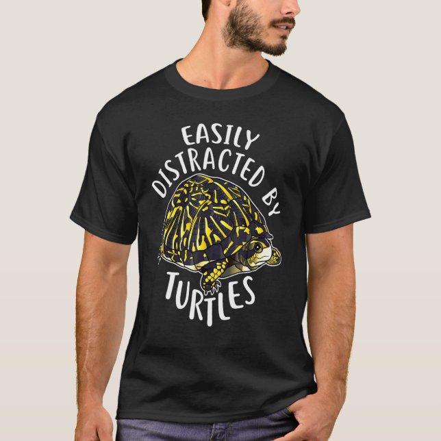 Distracted By Box Turtle Pet Reptile Tortoise T-Shirt (Front)