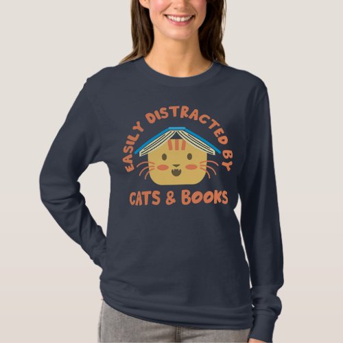 Distracted By Cats And Books Pet Lover Animals T_Shirt