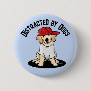 Distracted by Dogs Retriever Button