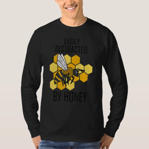 Distracted by Honey Eating Nature Bee Wildlife T_Shirt