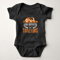 Distracted by Tractor Farmer Funny Farming Baby Bodysuit