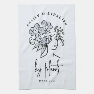 Distracted Gardener Boho Blue Floral Cute Plant Kitchen Towel