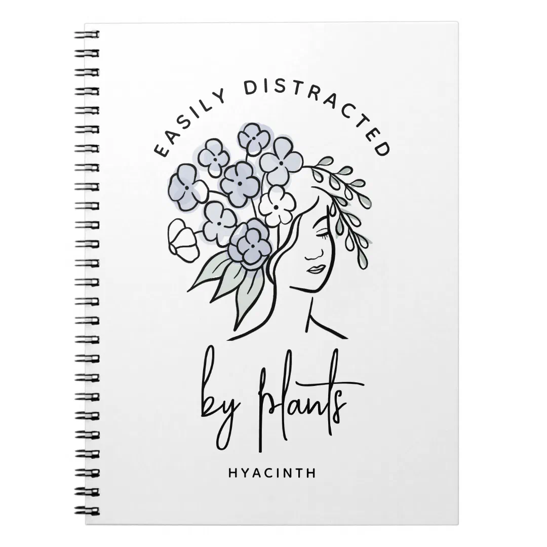 Distracted Gardener Boho Floral Cute Plant Notebook (Front)