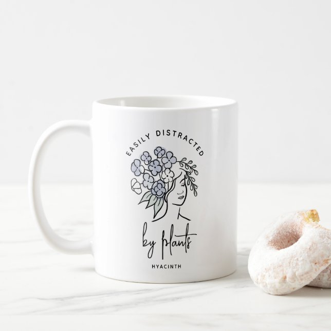 Distracted Gardener Floral Cute Plant Personalized Coffee Mug (With Donut)