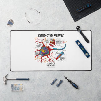 Distracted Nerves Inside Neuron Synapse Humor Desk Mat