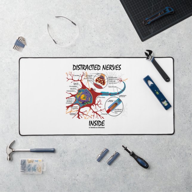 Distracted Nerves Inside Neuron Synapse Humor Desk Mat (Workstation)