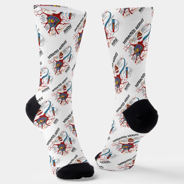 Distracted Nerves Inside Neuron Synapse Humor Socks (Angled)