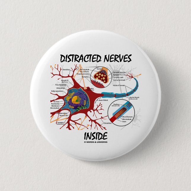 Distracted Nerves Inside (Synapse) Pinback Button (Front)