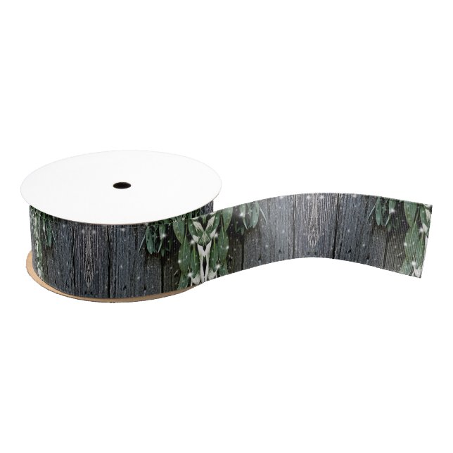 Distress barnwood botanical boho greenery herbs grosgrain ribbon (Spool)