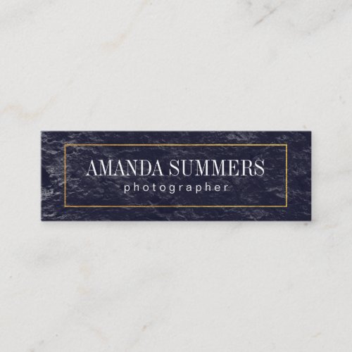 Distress Blue Gold Border  Slate Mini Business Card