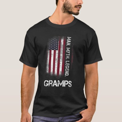 Distress Gramps Man Myth Legend Grandpa Vintage Fl T_Shirt