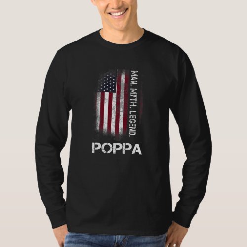 Distress Poppa Man Myth Legend Grandpa Vintage Fla T_Shirt