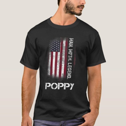 Distress Poppy Man Myth Legend Grandpa Vintage Fla T_Shirt