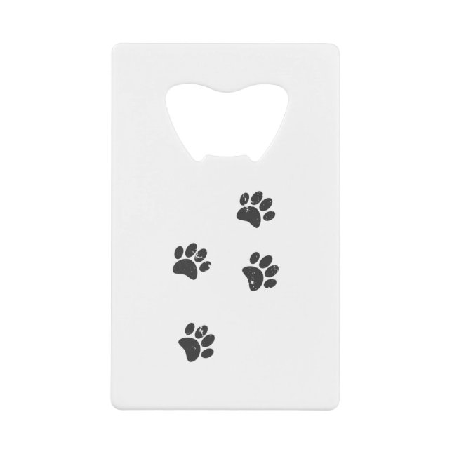 Distresse Dog Paw Tracks Credit Card Bottle Opener (Front)