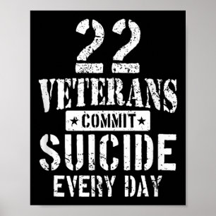 Distressed 22 Veterans Commit Suicide Every Day Aw Poster