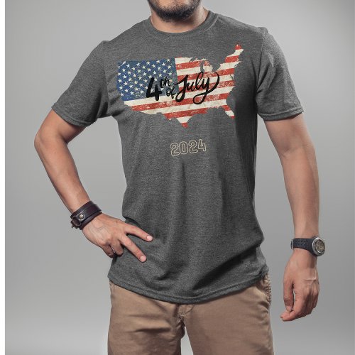 Distressed 4th of July Stars and Stripes USA Pride T_Shirt