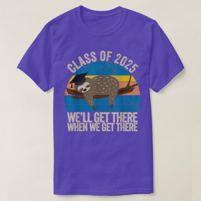 Distressed 7th Grade Class Of 2025 Sloth Grow With T-Shirt (Design Front)