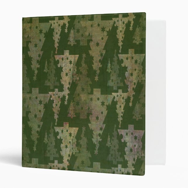 Distressed Abstract Holiday Trees 3 Ring Binder (Front/Inside)