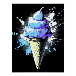 Distressed Abstract Ice Cream Splatter Poster