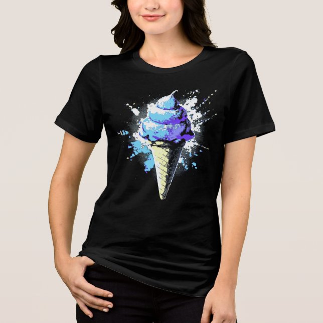 Distressed Abstract Ice Cream Splatter Women's Tri-Blend Shirt (Front)