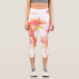 Distressed Abstract repeating name 6 Letters HWCL Capri Leggings