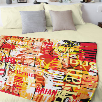 Distressed Abstract Typography Modern Art Fleece Blanket by mixedworld at Zazzle