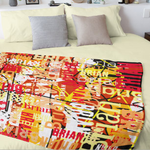 Distressed Abstract Typography Modern Art Fleece Blanket