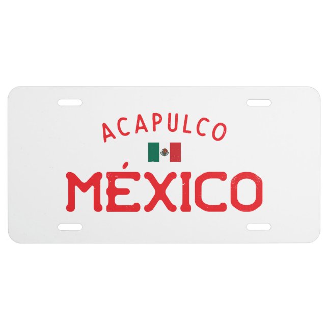 Distressed Acapulco México (Mexico) License Plate (Front)