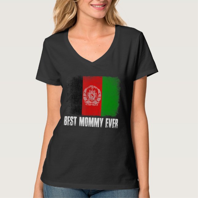 Distressed Afghanistan Flag Best Mommy Ever Family T-Shirt (Front)