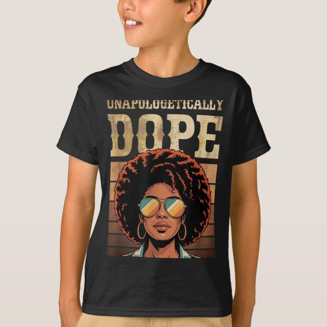 Distressed Afro Black Pride Unapologetically  T-Shirt (Front)
