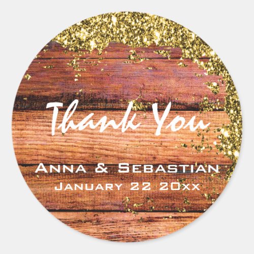 *~* Distressed Aged Wood Glitter Generic AP49 Classic Round Sticker