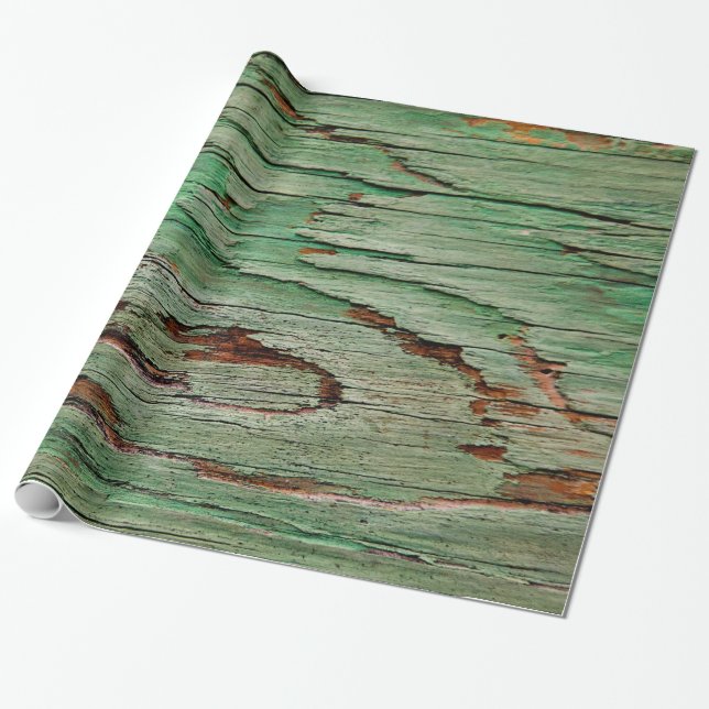Distressed Aged Wood Grain Boho Gift Wrap (Unrolled)