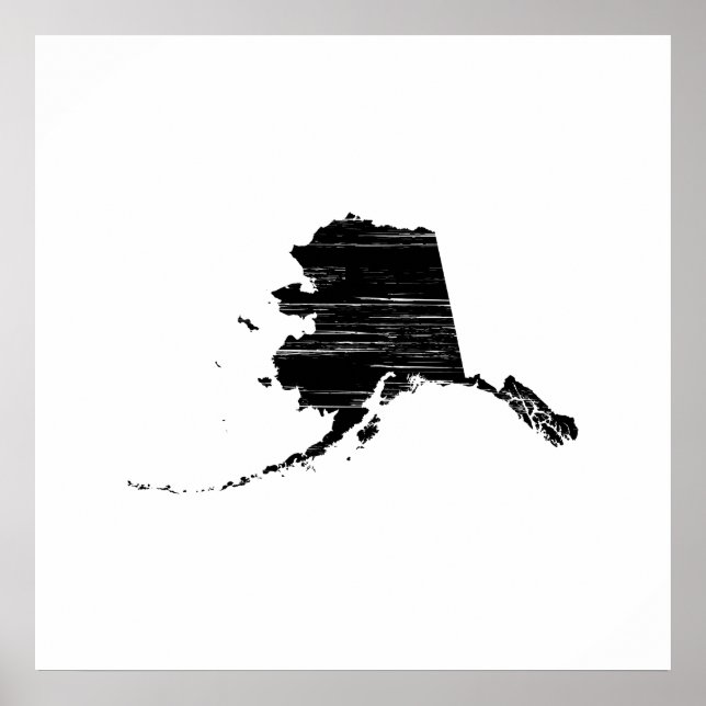 Distressed Alaska State Outline Poster (Front)