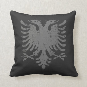 Distressed Albanian Eagle Coat Of Arms Throw Pillow