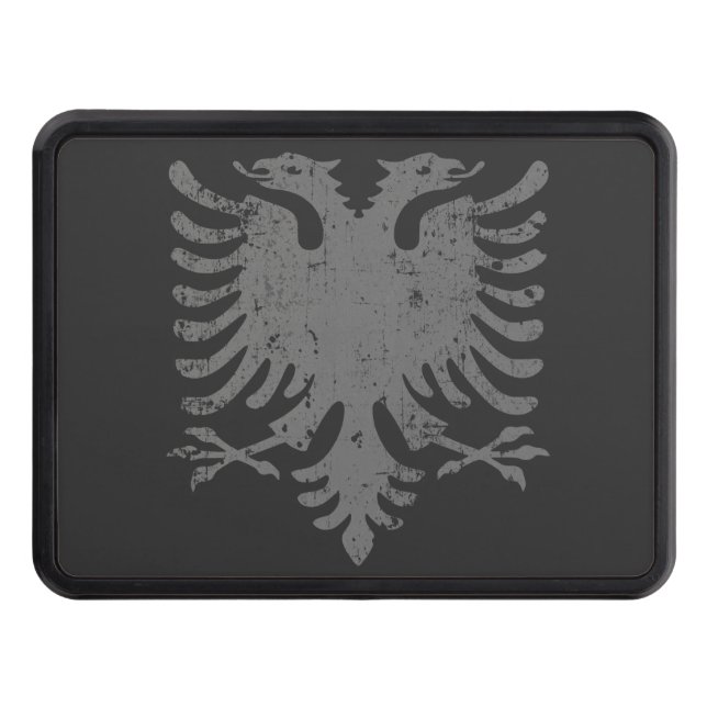 Distressed Albanian Eagle Coat Of Arms Tow Hitch Cover (Front)