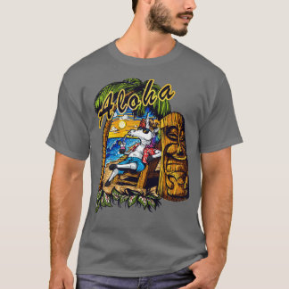 Distressed Aloha Hawaiian Tropical Unicorn Moa Bea T-Shirt