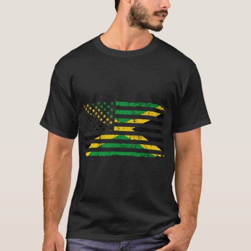 Distressed America Jamaica Flag T_Shirt