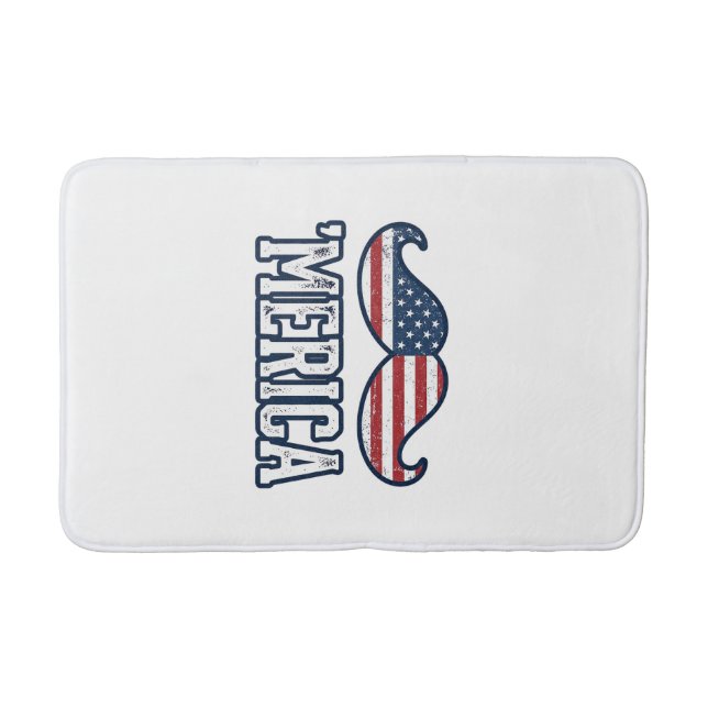 Distressed America Mustache Patriotic Vector Desig Bath Mat (Front)