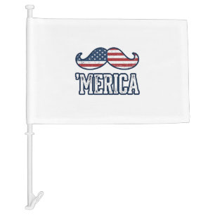 Distressed America Mustache Patriotic Vector Desig Car Flag