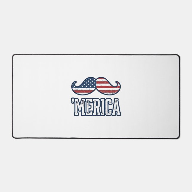 Distressed America Mustache Patriotic Vector Desig Desk Mat (Front)